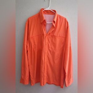 Orvis Long Sleeve Men's Shirt Size Large Orange Lightweight Fishing